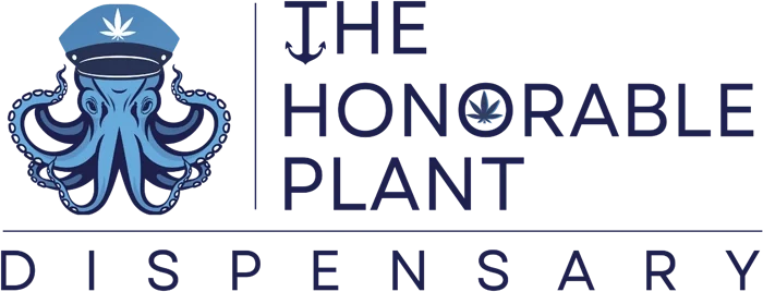 The Logo of The Honorable Plant Cannabis Dispensary with blue text